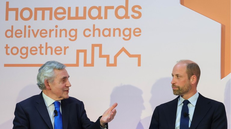 Gordon Brown and Prince William at a Homewards event