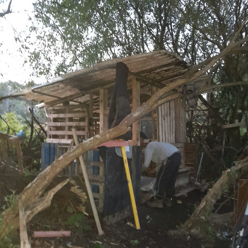 Andre Hopkins' shelter in the woods