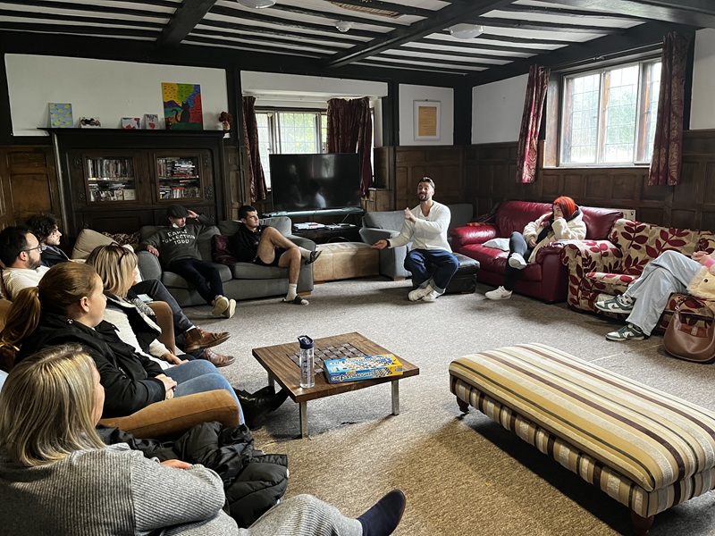 Married At First Sight UK star Davide Anica with homeless young people at Surrey's Amber Foundation