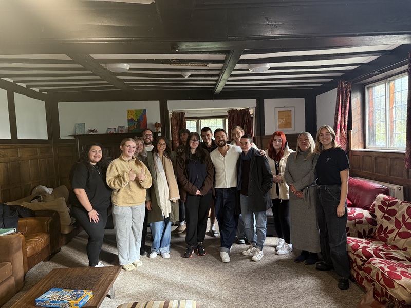 Married At First Sight UK star Davide Anica with homeless young people at Surrey's Amber Foundation