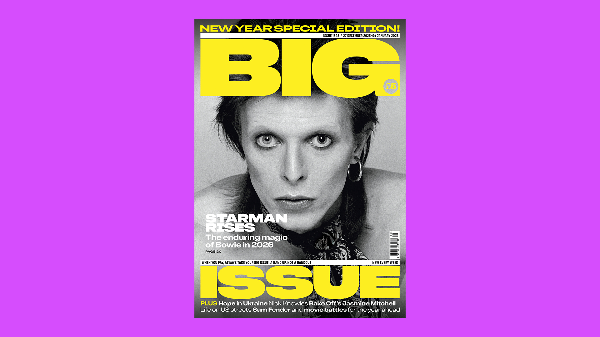 An image of a Big Issue magazine cover with David Bowie on it