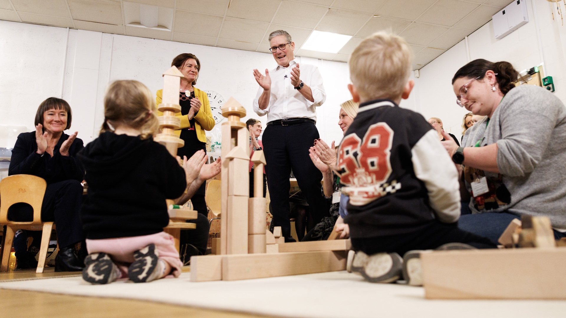 Keir Starmer at a children's centre as the government laid out its plan to reduce child poverty.