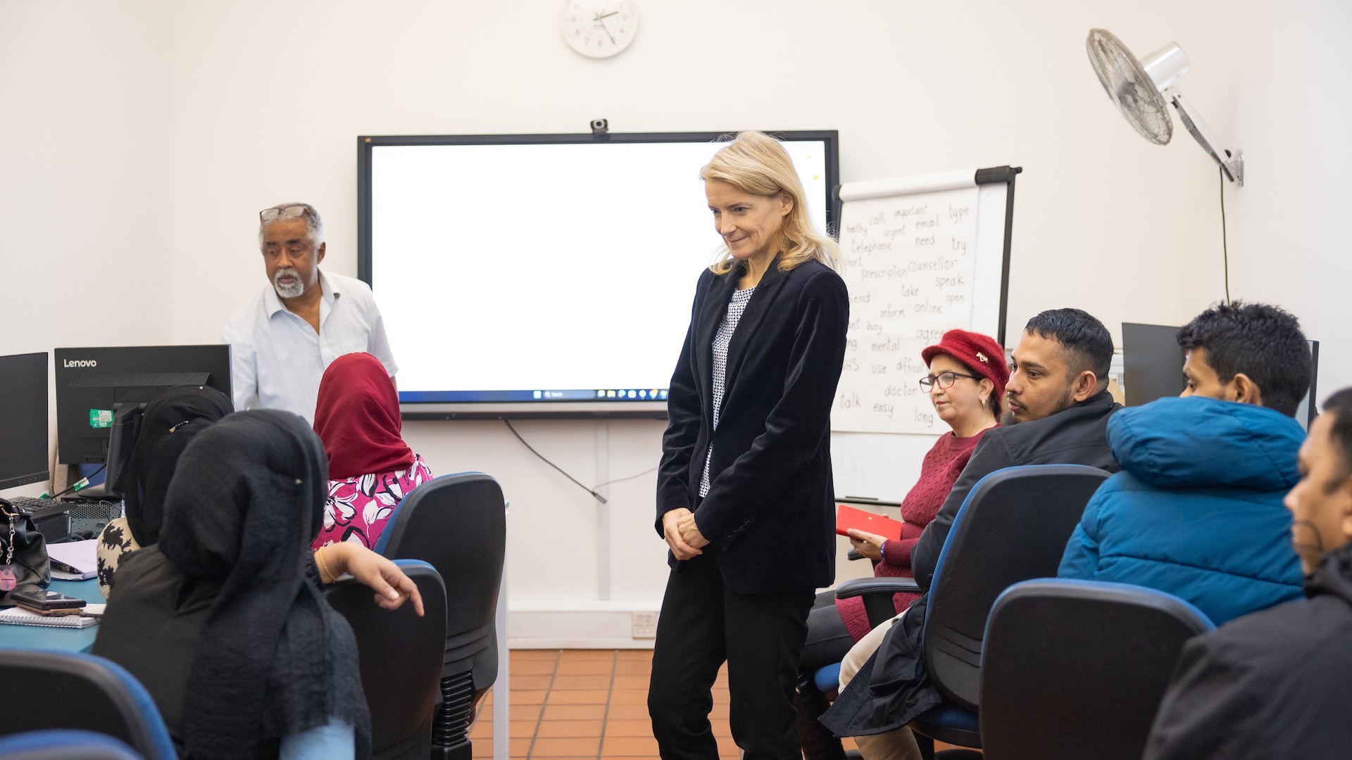 Minister Liz Lloyd in a workshop at the Bromley by Bow Centre.