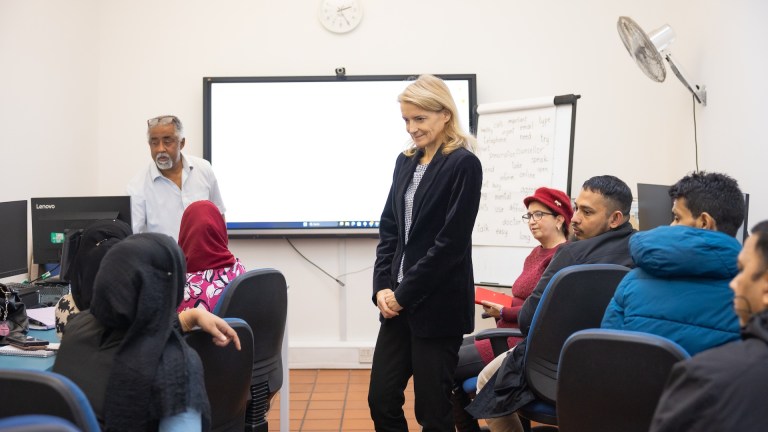 Minister Liz Lloyd in a workshop at the Bromley by Bow Centre.