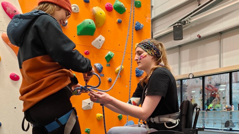 Mary FitzMeilton at climbing wall