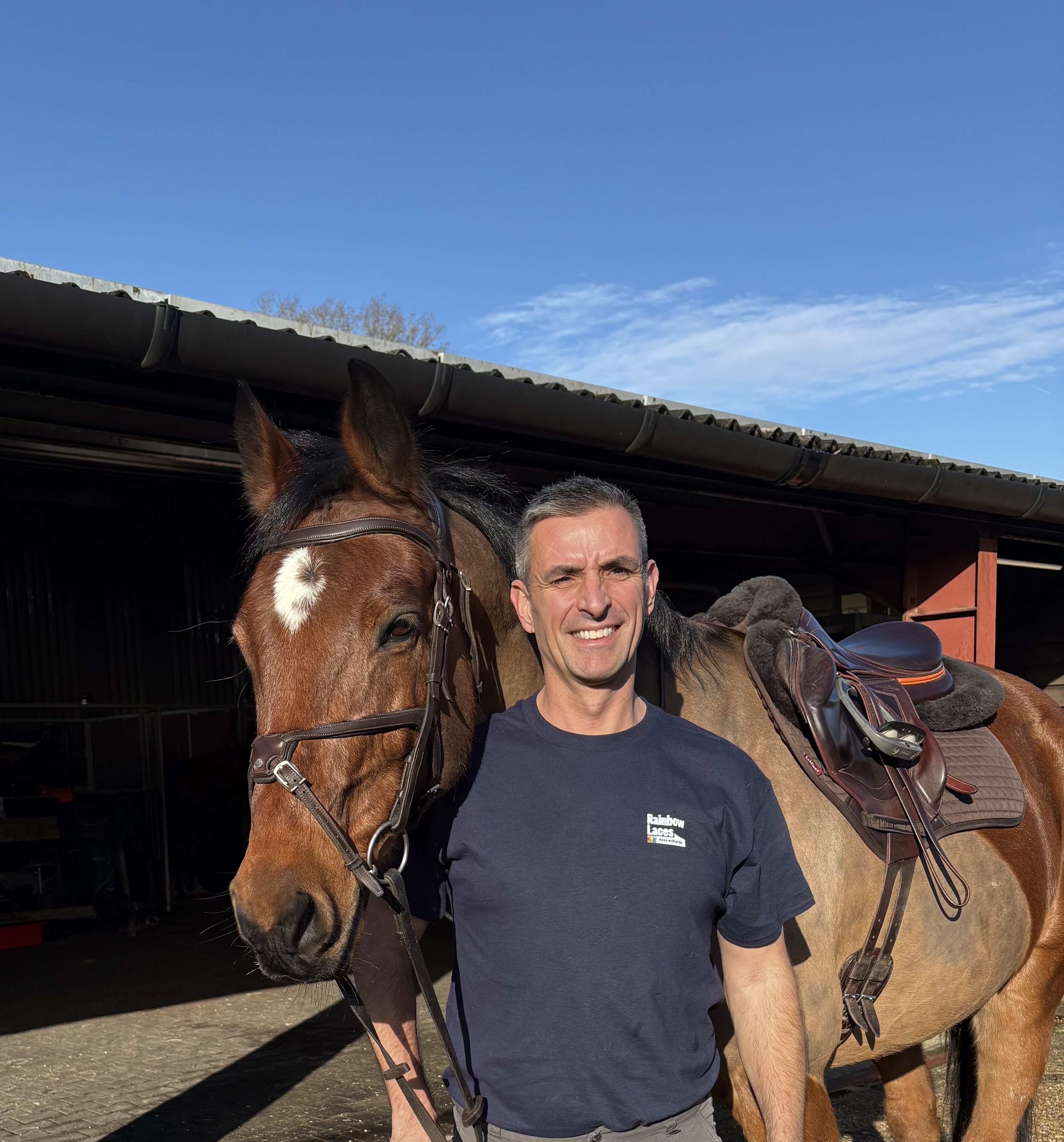 Stonewall CEO Simon Blake with a horse