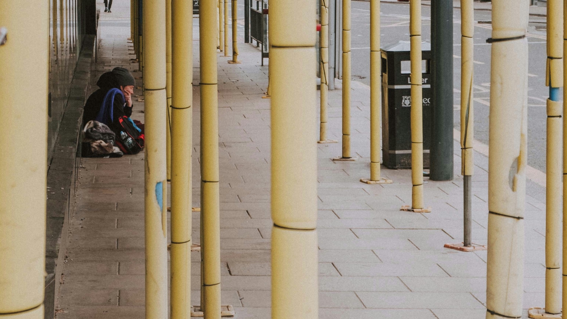 A woman facing homelessness in Leeds city centre.