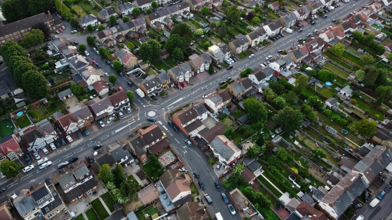 an aerial view of a housing estate in Luton