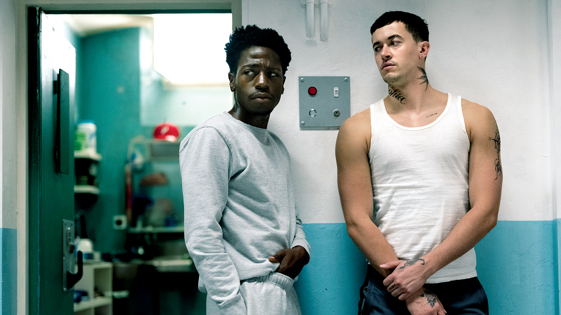 David Jonsson as Taylor and Tom Blyth as Dee in Wasteman