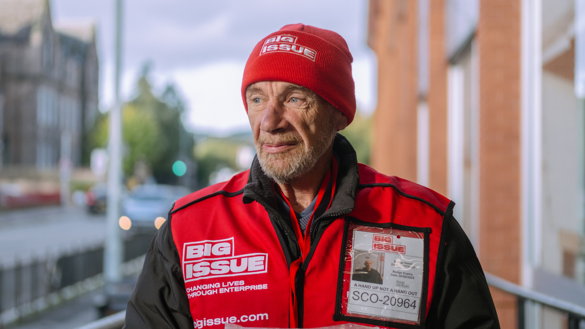 Vendor Grant Elder previously sold the Australian Big Issue in Canberra, Australia, and now sells the British Big Issue in Edinburgh. Credit: Juliette Pedram for Big Issue
