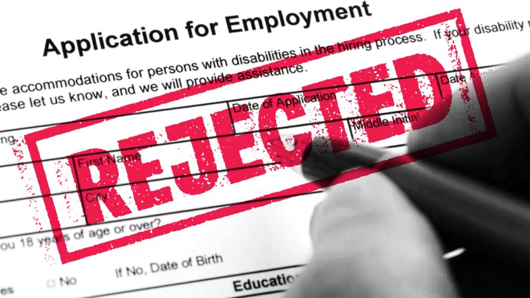 A rejected stamp on an employment contract