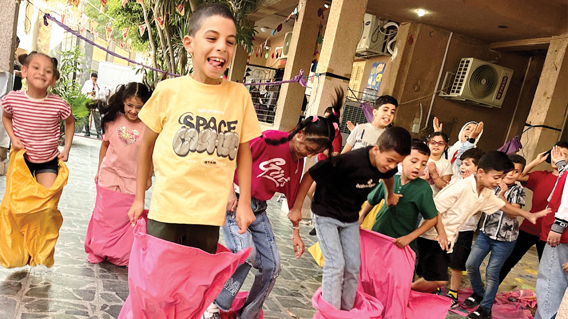 Children affected by war playing