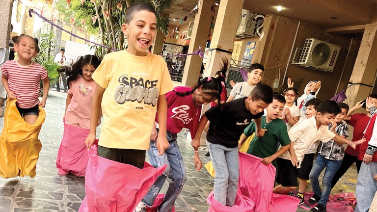 Children affected by war playing