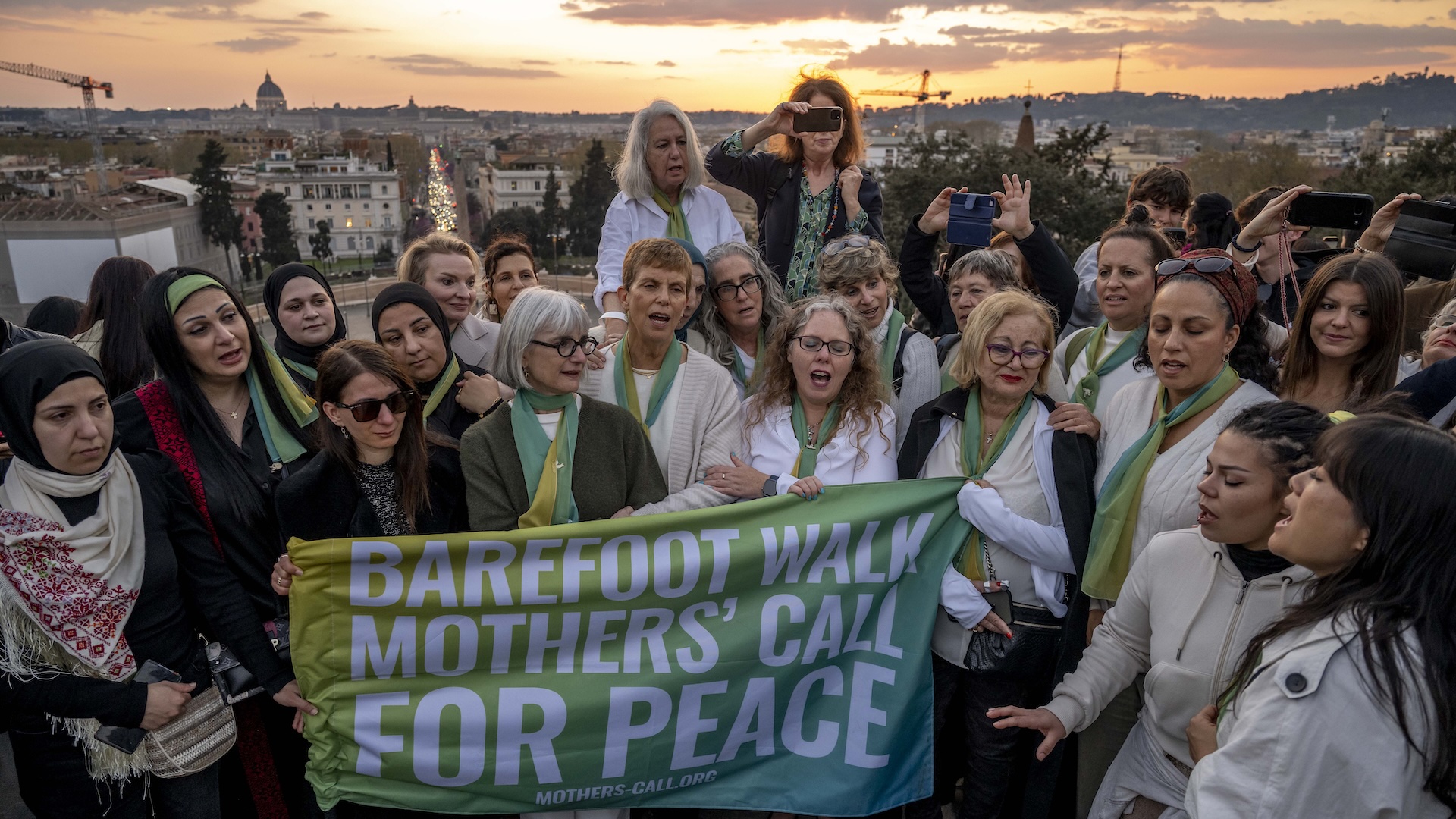 Mothers from The Barefoot Walk. It's a global movement of Israeli and Palestinian mothers standing together to ignite hope and end the cycle of violence