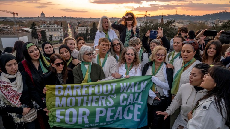 Mothers from The Barefoot Walk. It's a global movement of Israeli and Palestinian mothers standing together to ignite hope and end the cycle of violence
