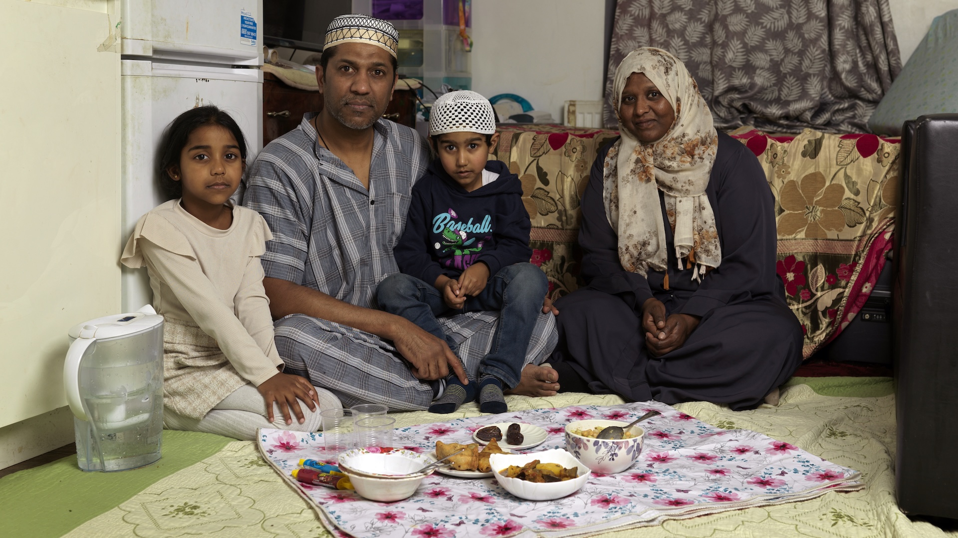 a British Muslim family breaking their fast during Ramadan
