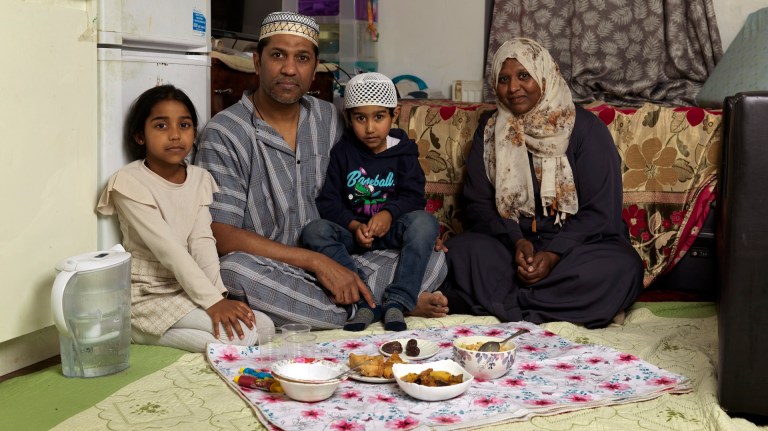a British Muslim family breaking their fast during Ramadan