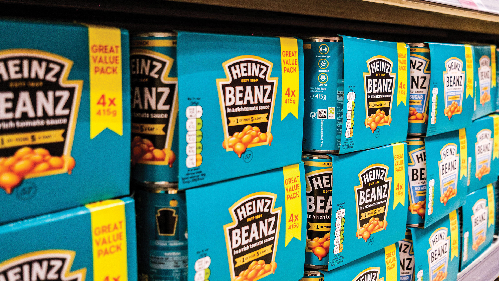 Tins of Heinz beans