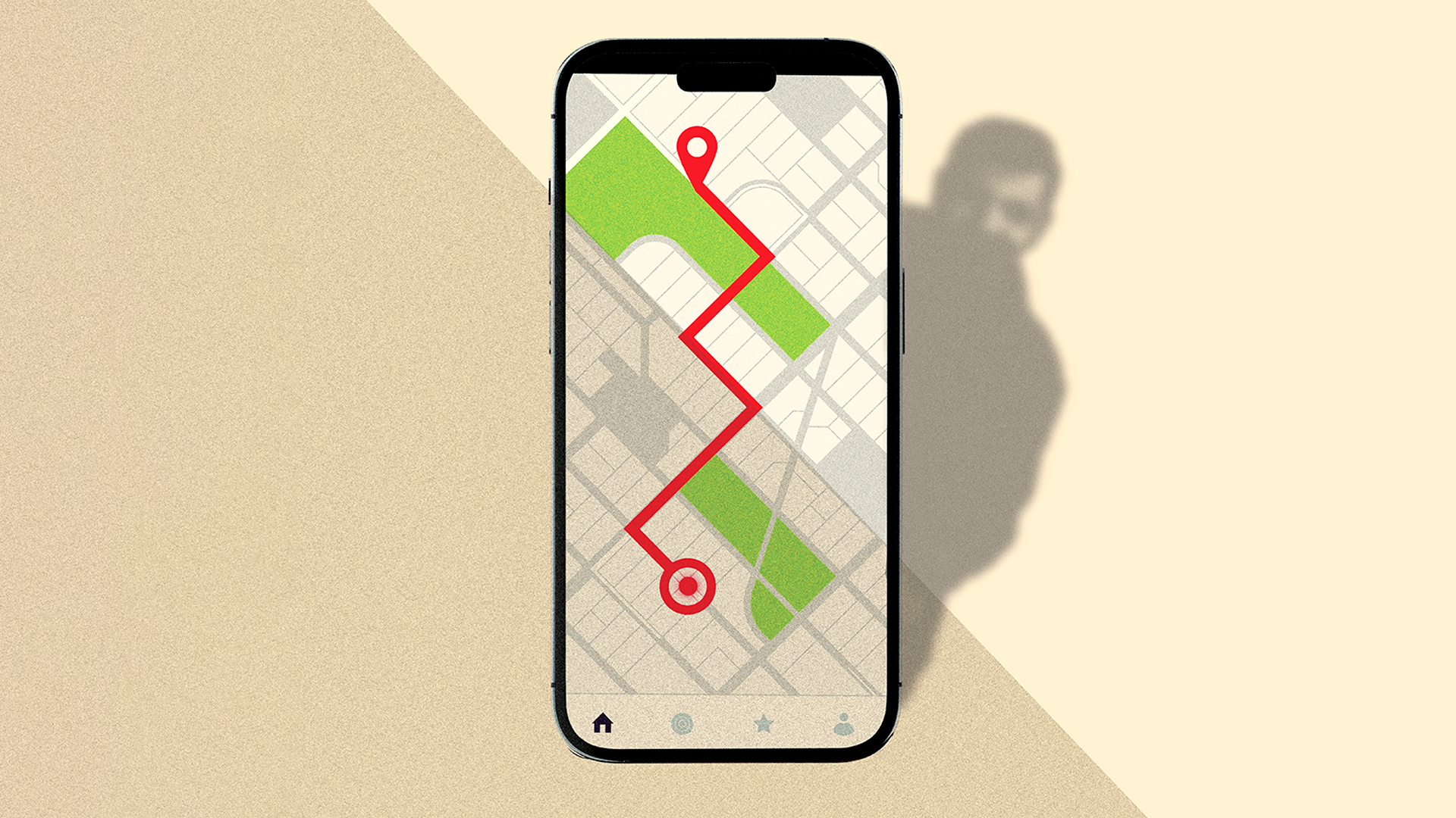 an illustration of a phone with mapping software