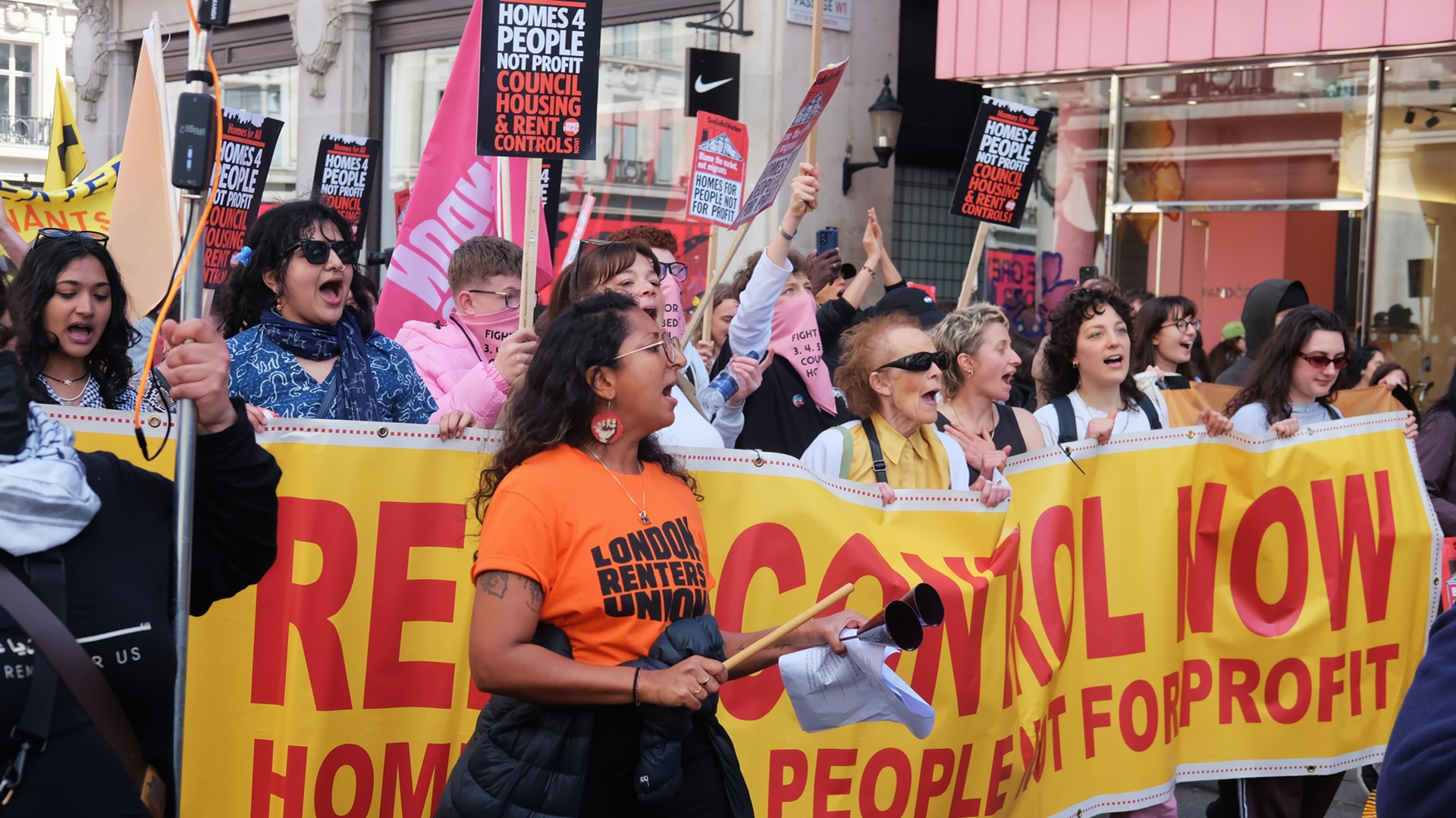Renters protest at the National Housing Demonstration in London
