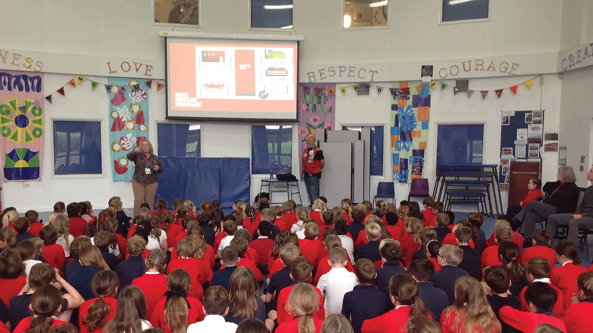 Big Issue Education programme shows a Big Issue vendor speaking to children in a school