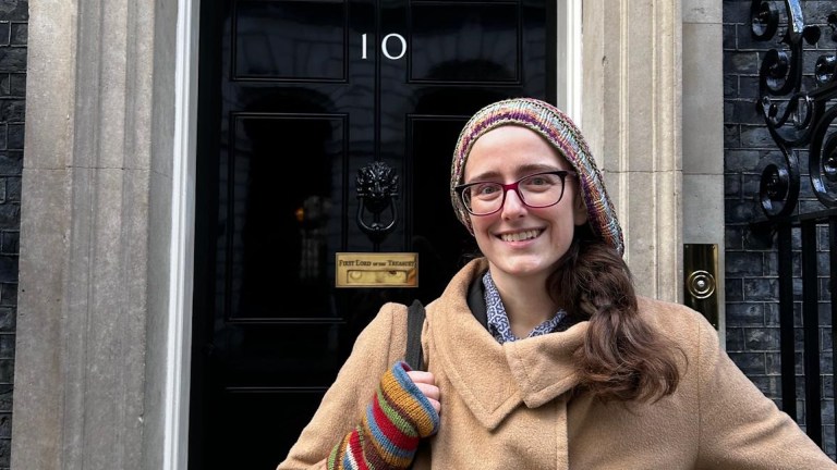 Thea Jaffe outside Number 10.