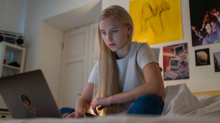 Teenager on a laptop