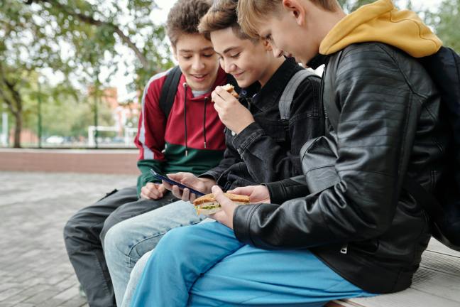 Teenage boys on bench