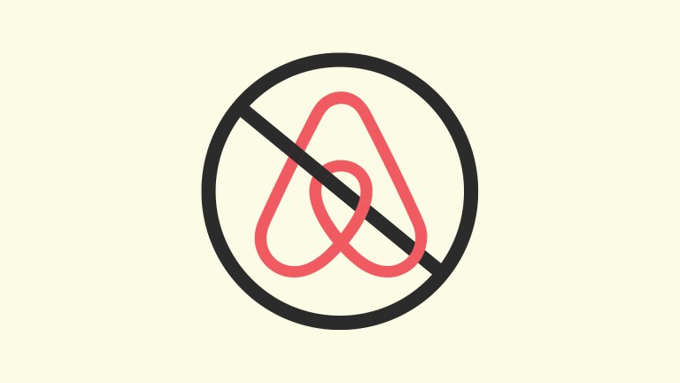 The Airbnb logo struck through