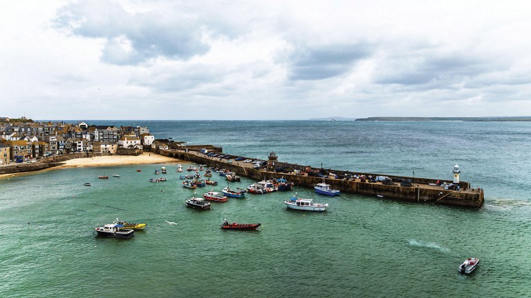 St Ives harbour and beach, Cornwall.