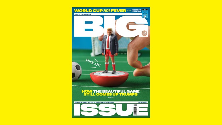 Big Issue cover 1721. Flick Off with Donald Trump as a Subbuteo player