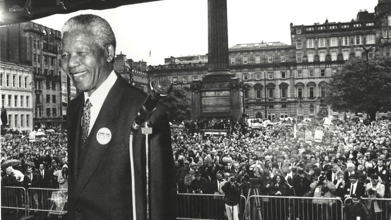 Nelson Mandela in Glasgow's George Square, 1993