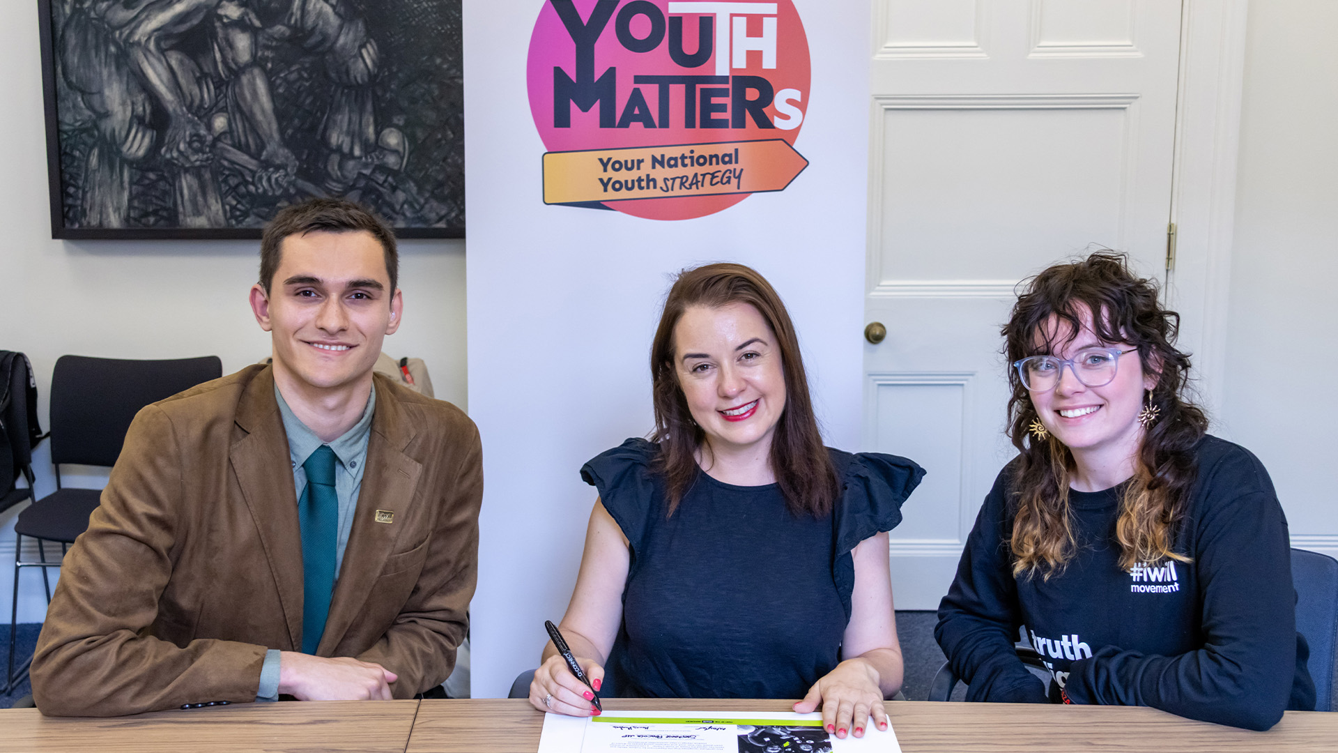 Stephanie Peacock MP signing the Power of Youth Charter
