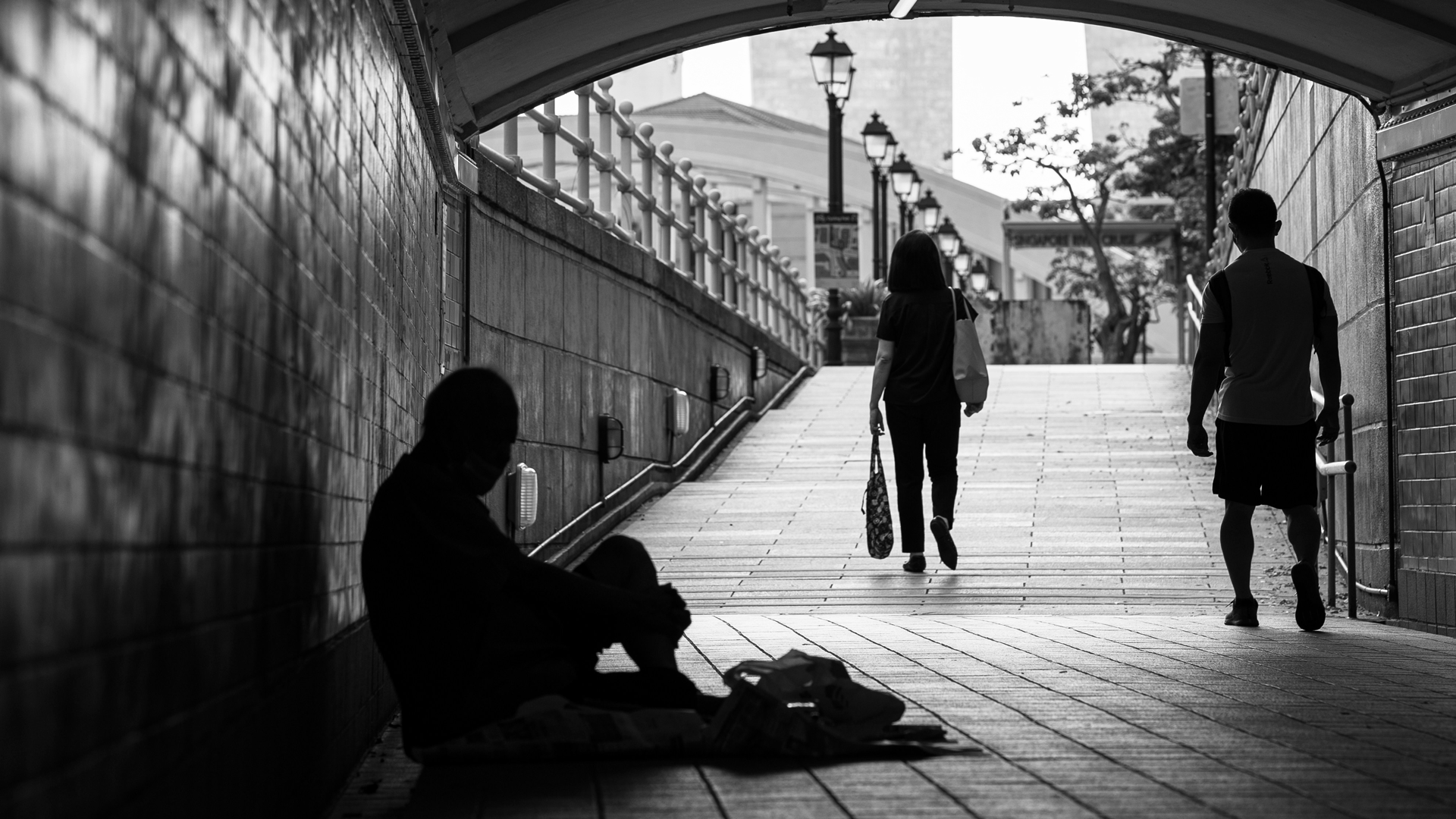 a homeless person on the street