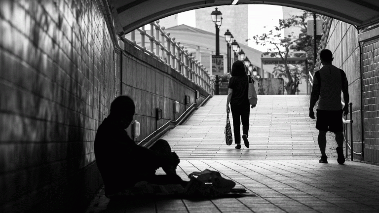 a homeless person on the street