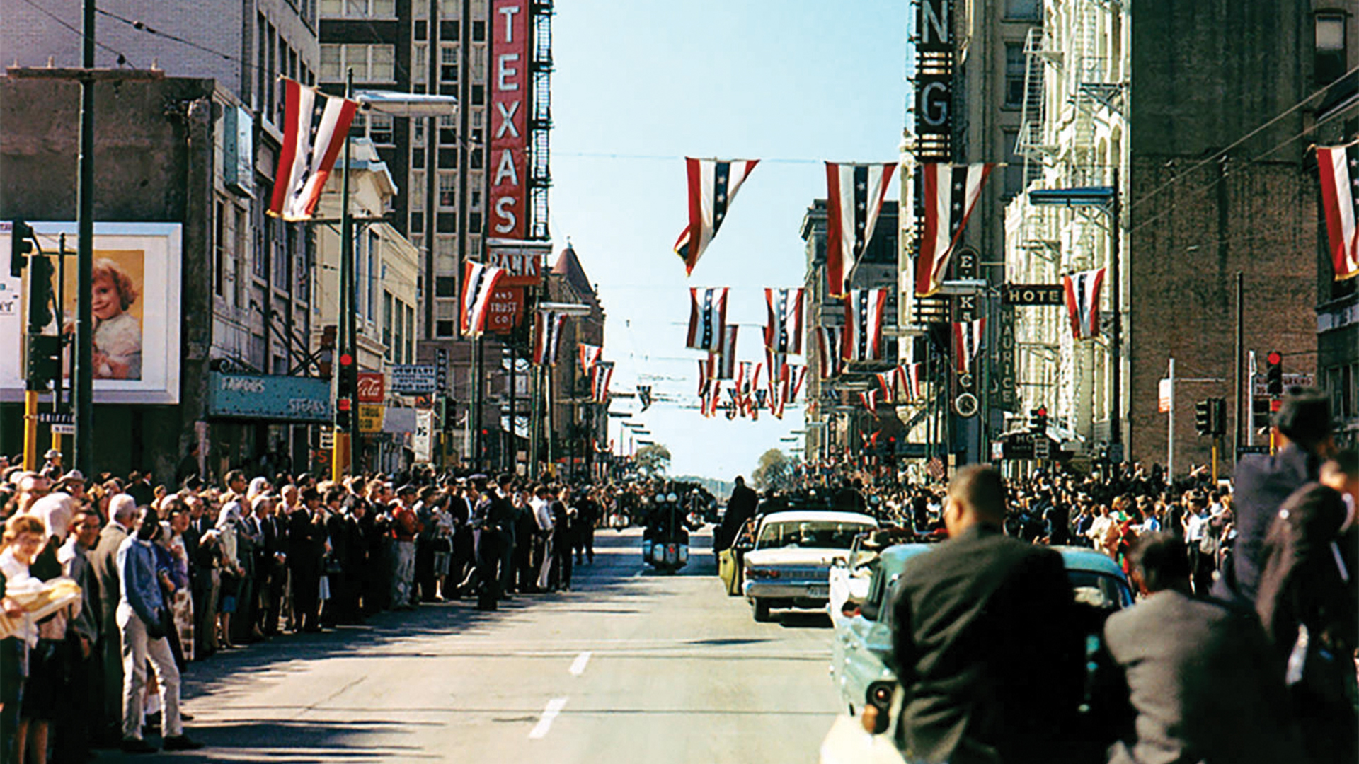 Downtown Dallas on the day of the JFK Assassination