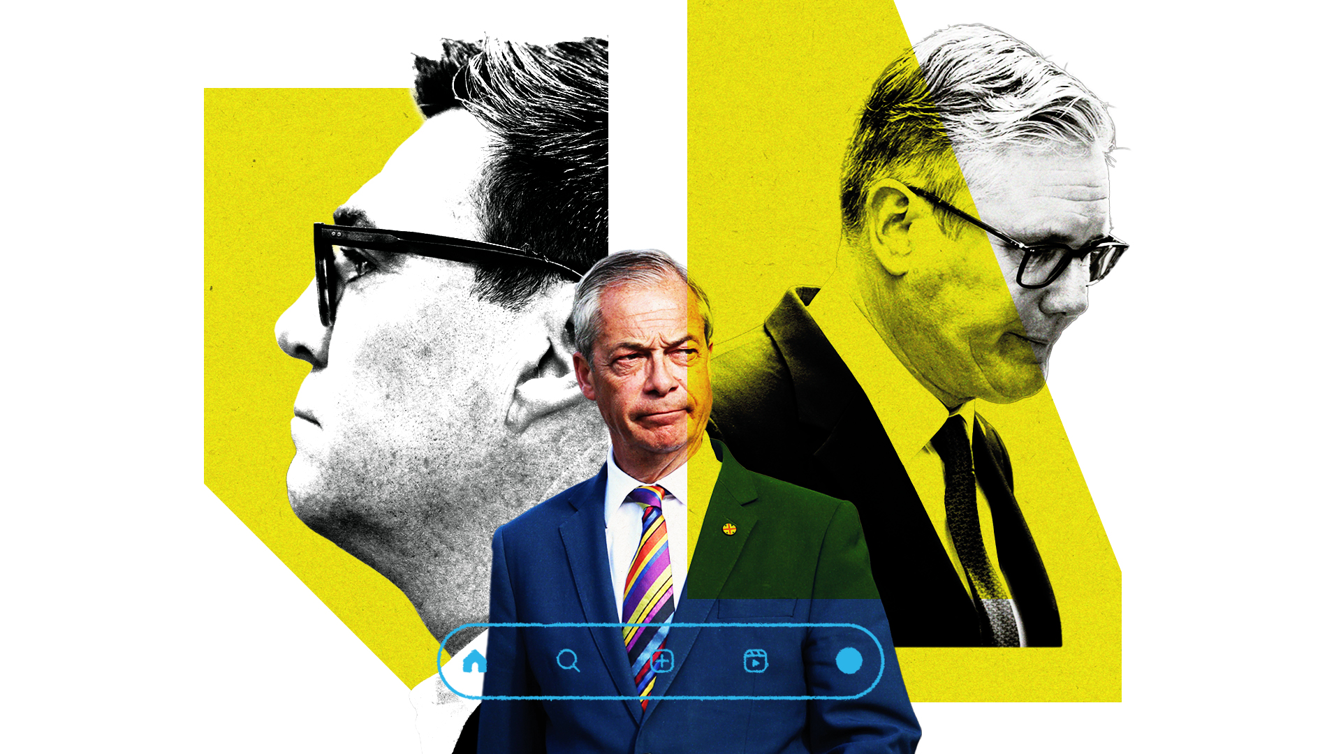 Andy Burnham, Nigel Farage and Keir Starmer