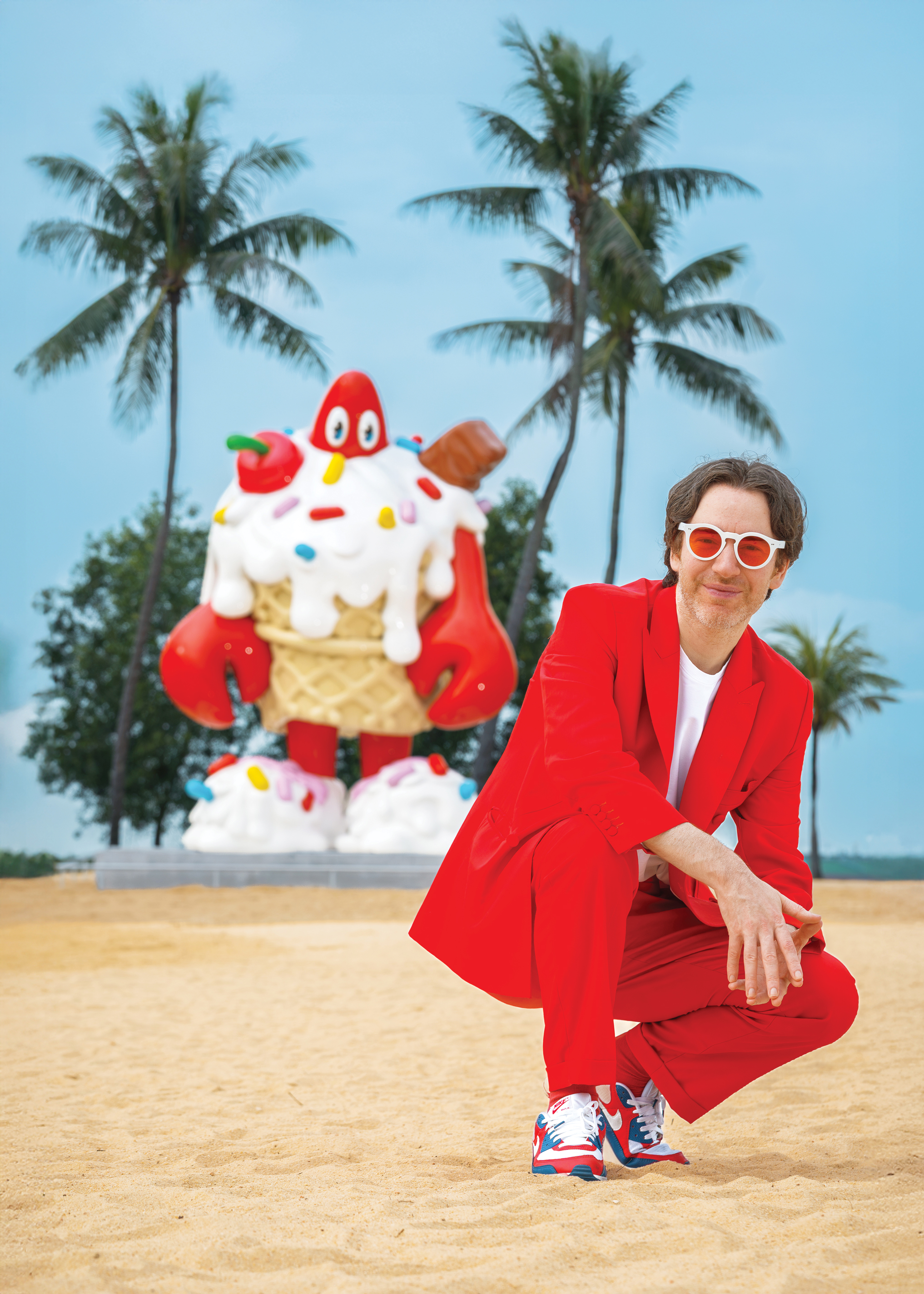 
Colbert with one of his crustacean creations on Sentosa Island, Singapore