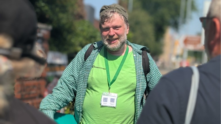 Nic gives tours od Manchester for Invisible Cities