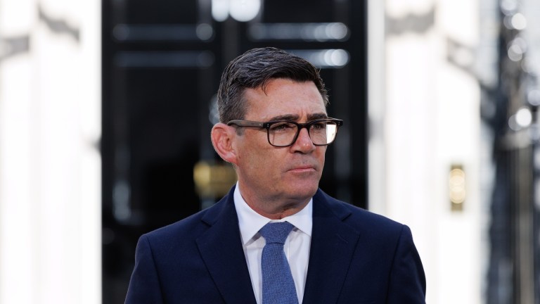 New prime minister Andy Burnham outside 10 Downing Street