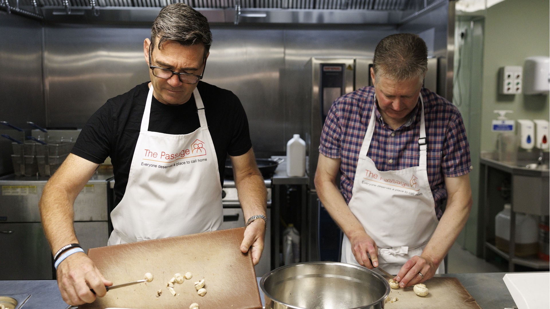 Andy Burnham volunteering at London homelessness charity The Passage on the day he was named prime minister