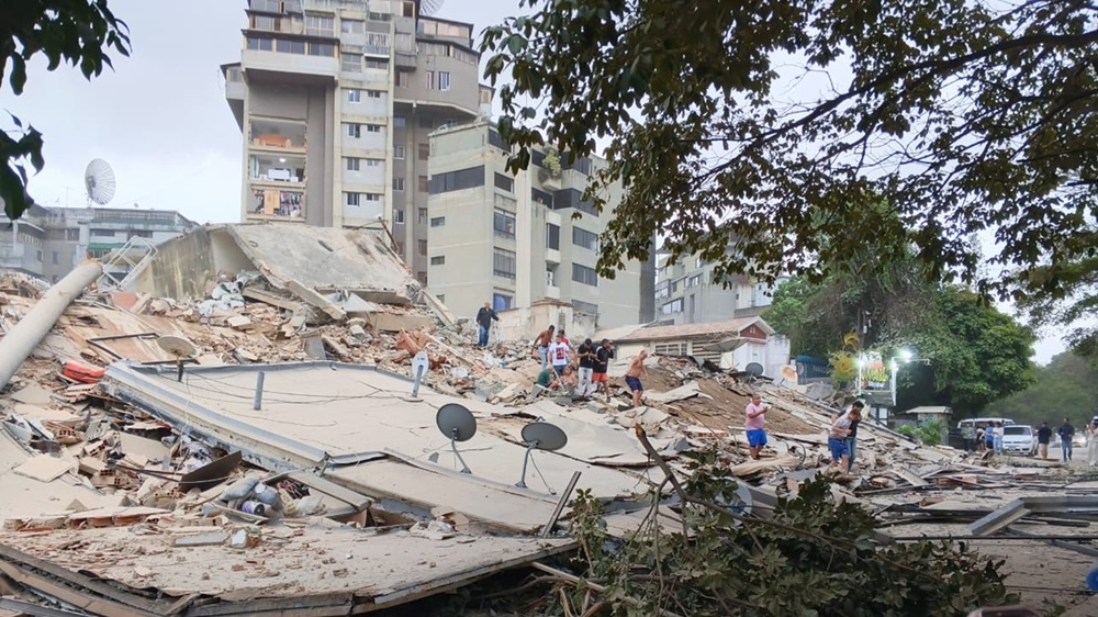 The twin earthquakes in Venezuela saw building crumble, trapping people inside