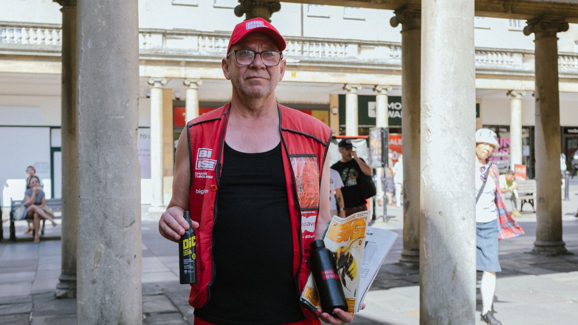 Big Issue vendor Ian Duff in Bath