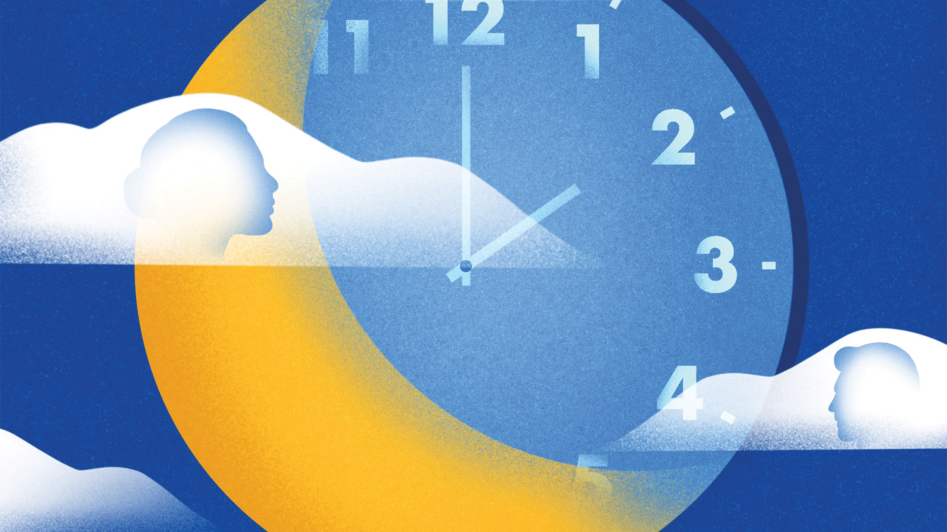 A clock with a moon and clouds to illustrate night carers