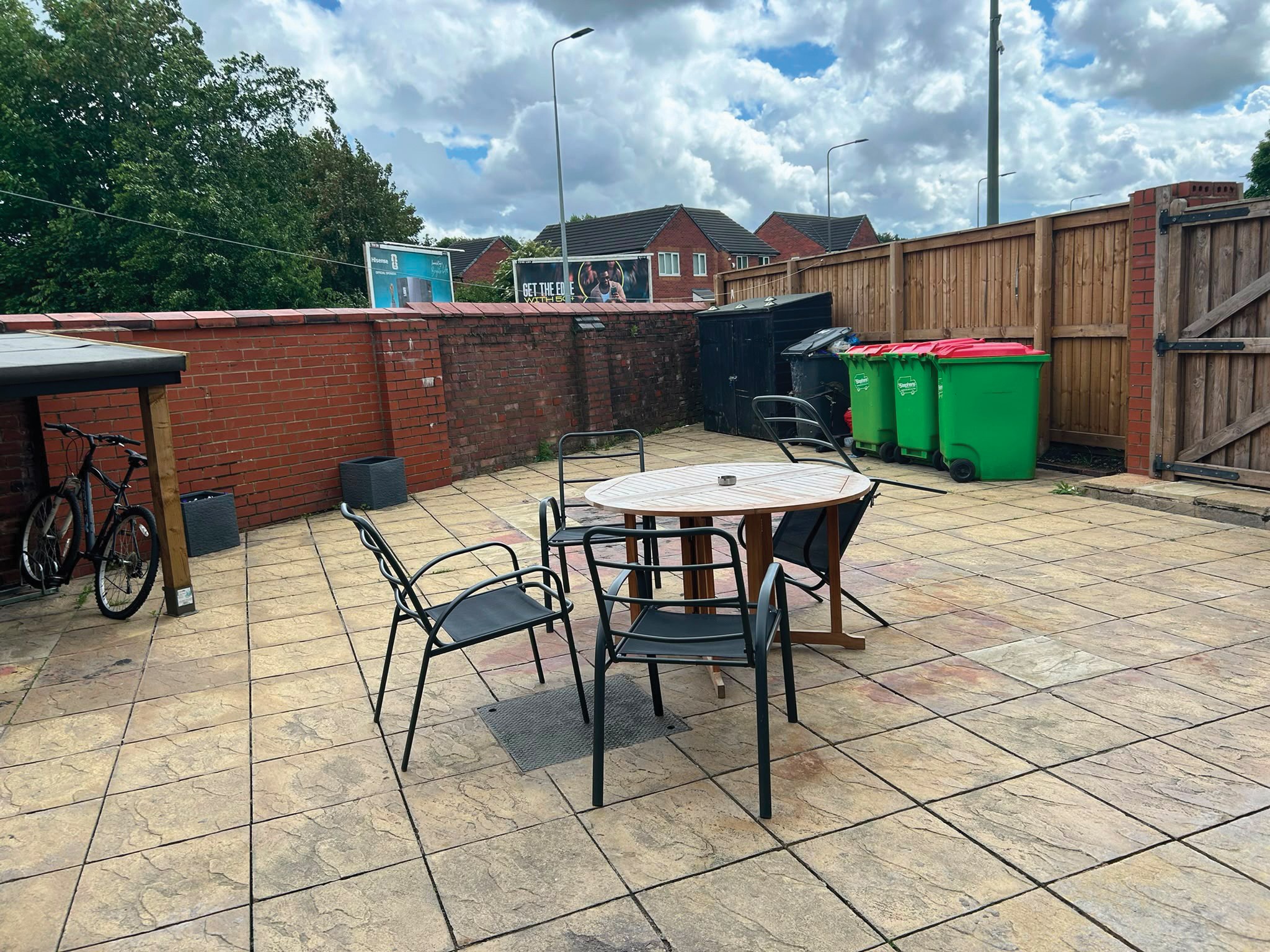 The beer garden at The Queens Arms is now a space with seating for homeless people to relax