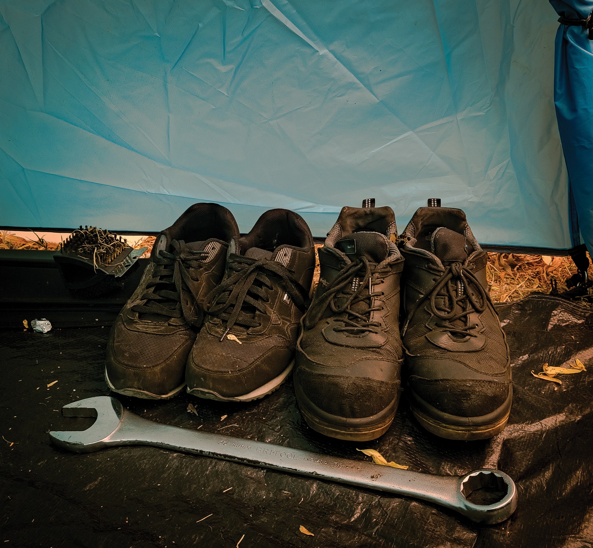 dirty shoes and a spanner