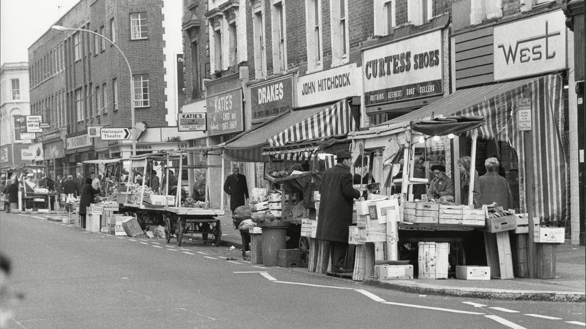 The shops in Fulham in the 1970s have been replaced by a plethora of estate agents
