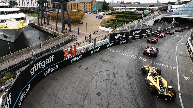 Formula E cars at the London E-prix