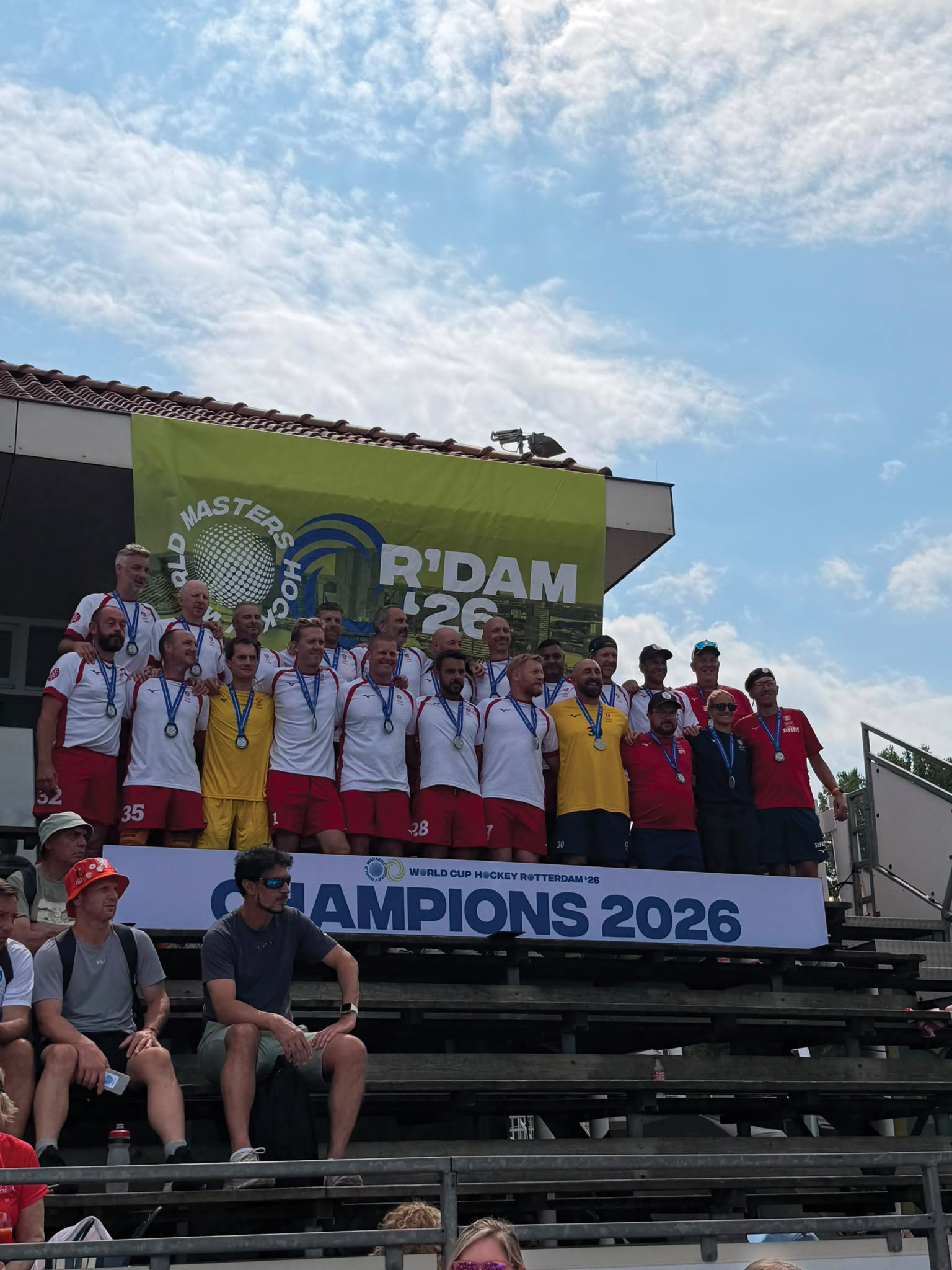 The England over-45s hockey squad in Rotterdam