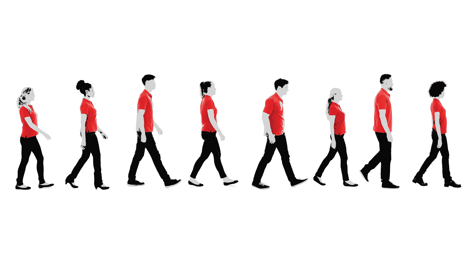 An illystration of people walking in a line to illustrate modern slavery